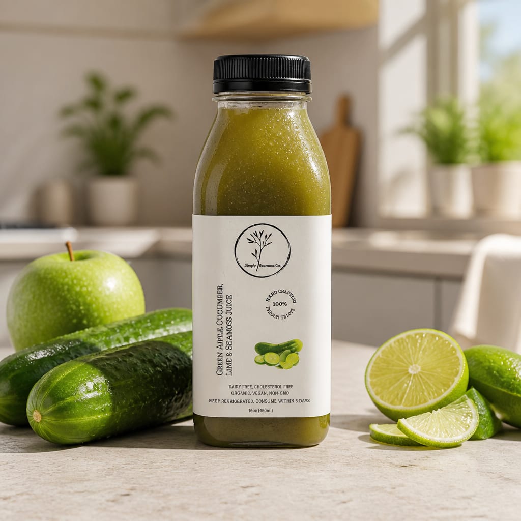 Green apple, cucumber & Lime seamoss juice